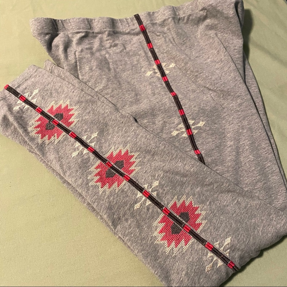 Johnny Was Paige Embroidered Leggings Grey Large